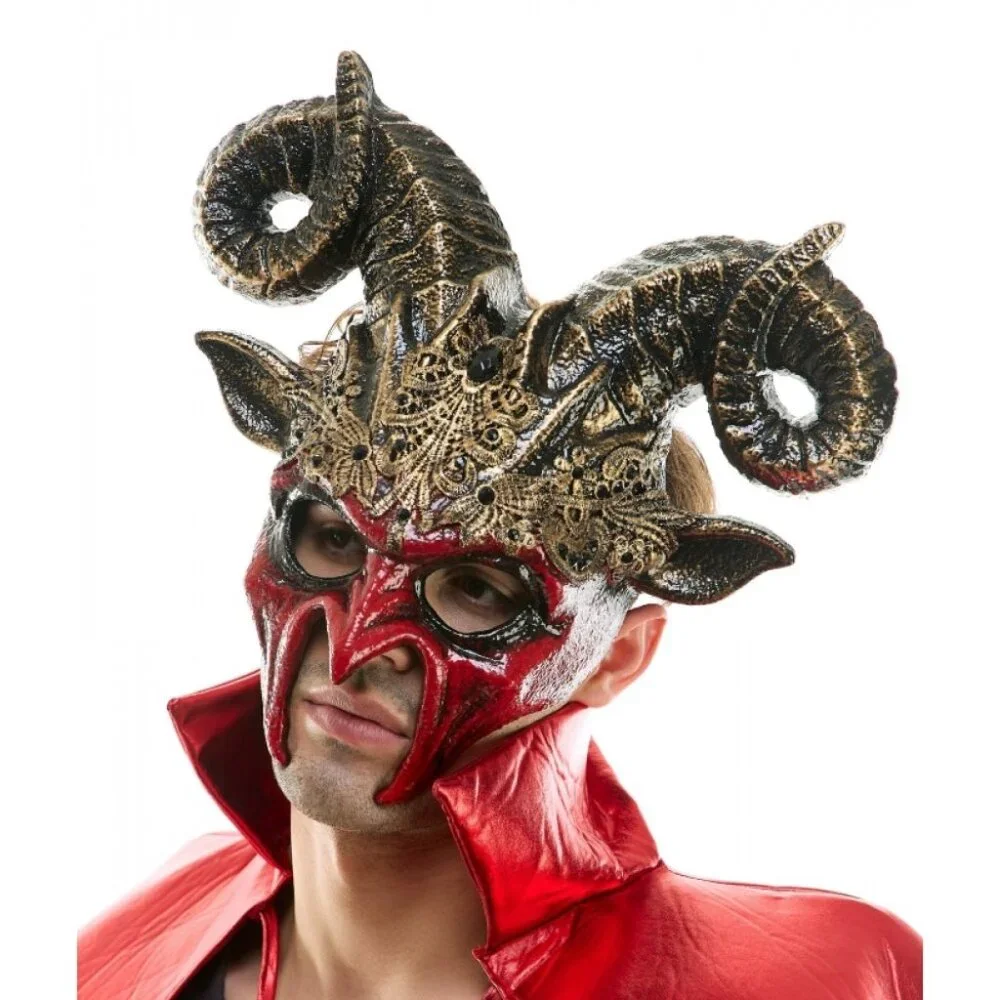 Krampus Ram Goat Demon with Horns Devil Halloween Masquerade Masks Party